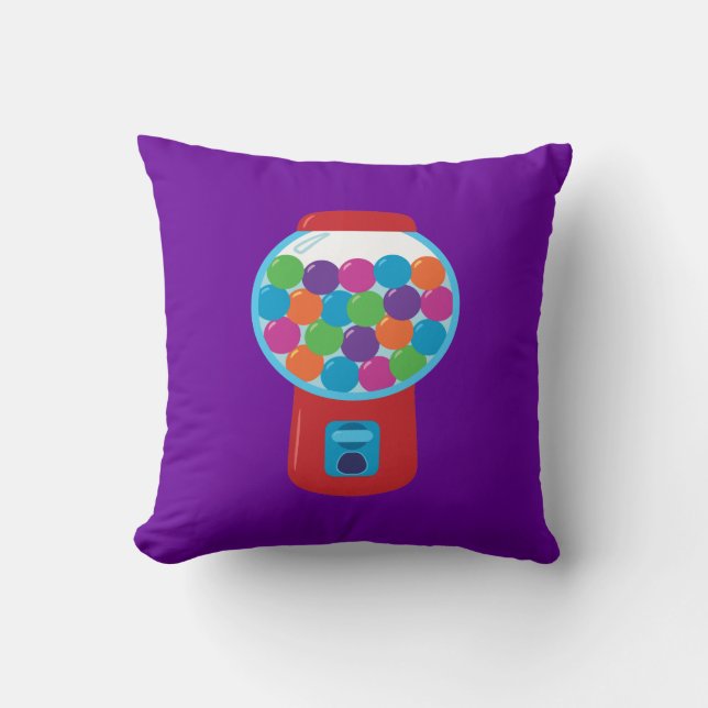 Candy Gumball Machine Throw Pillow (Front)