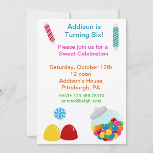 Candy Gumdrop Birthday Invitation