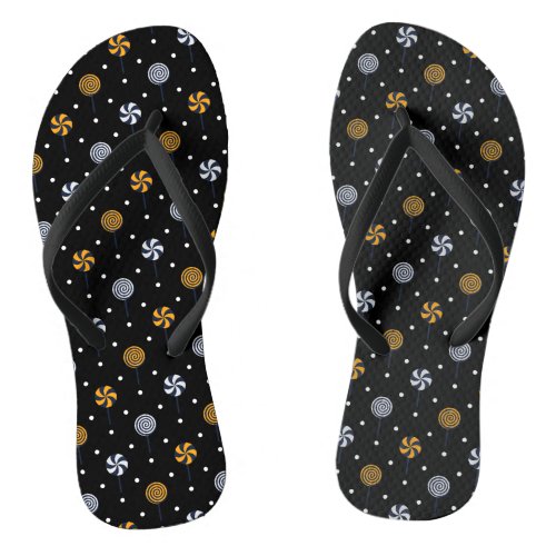 Candy Halloween Seamless Pattern Flip Flops