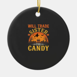 Candy Halloween Sister Trade Design_1 Ceramic Ornament