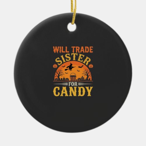 Candy Halloween Sister Trade Design_1 Ceramic Ornament