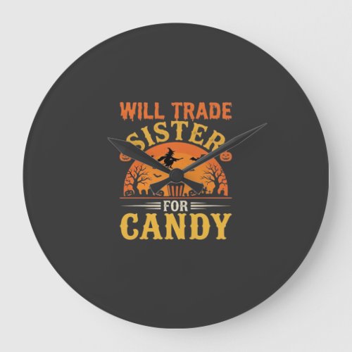 Candy Halloween Sister Trade Design_1 Large Clock