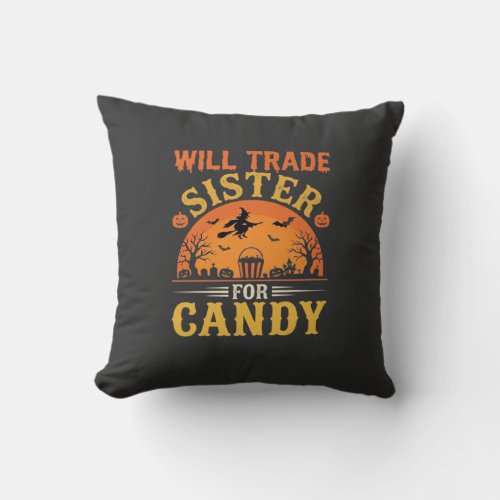 Candy Halloween Sister Trade Design_1 Throw Pillow