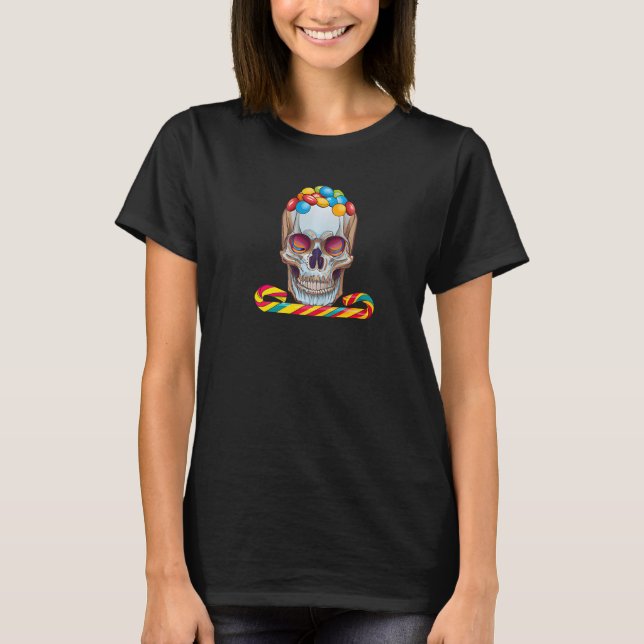 Candy head Sweets Bone Skull Halloween   T-Shirt (Front)