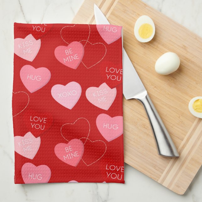 Candy Heart Cascade Kitchen Towel (Quarter Fold)
