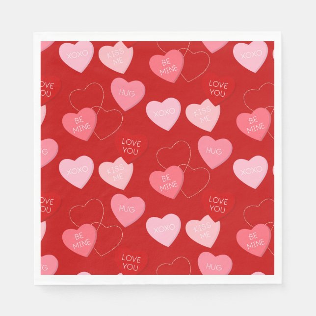Candy Heart Cascade Napkins (Front)