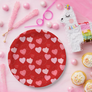 Candy Heart Cascade Paper Plates