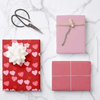 Candy Heart Cascade Wrapping Paper Sheets