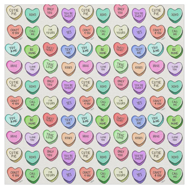 Pastel Color Candy Hearts Valentine's Day Fabric Zazzle