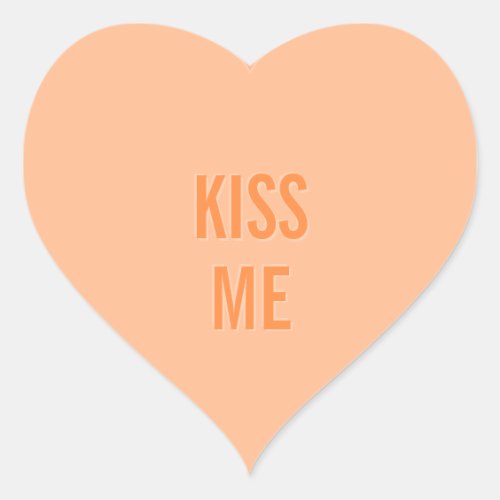 CANDY HEART Orange Valentine Kiss Me Heart Sticker