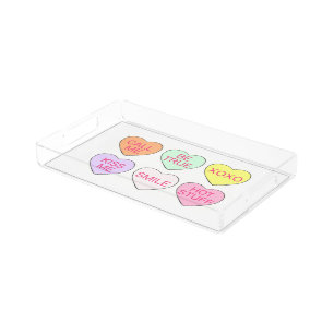 Candy Heart Pastel Sweet Love Valentine's Day Acrylic Tray