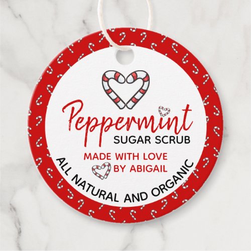 Candy Heart Peppermint Scrub with Ingredients Favor Tags