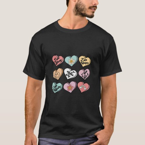 Candy Heart Self Love Groovy Happy Valentine s Day T_Shirt