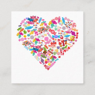 Candy Heart Shape Design Valentines Day Gifts Square Business Card