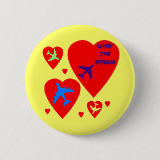 Candy Heart Valentine Airplane Button
