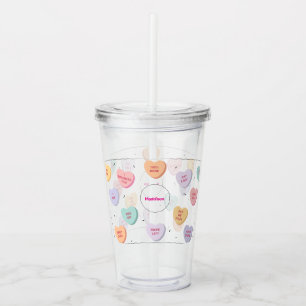 Candy Heart, Valentine Kids Family Acrylic Tumbler
