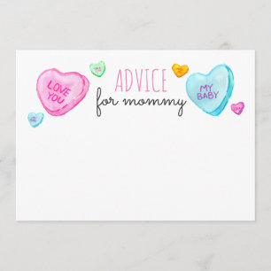 Candy heart Valentines Day advice for mommy card