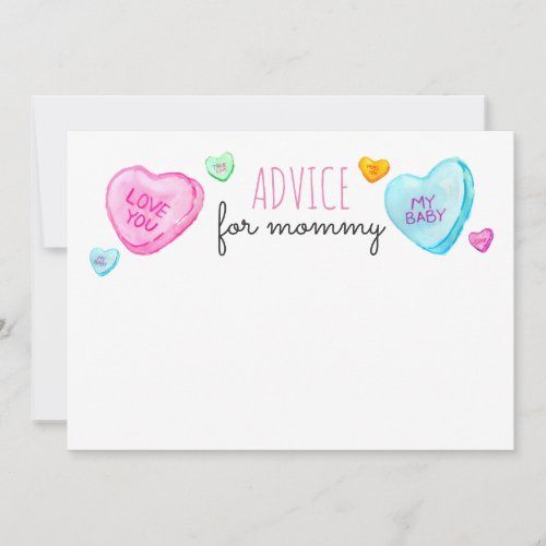 Candy heart Valentines Day advice for mommy card