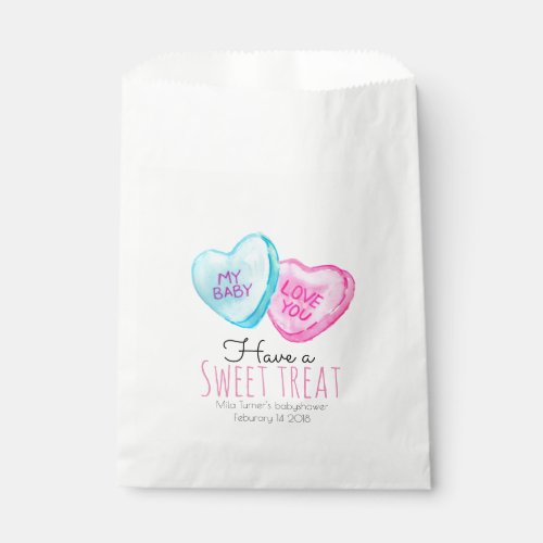 Candy heart valentines day baby shower favor bag