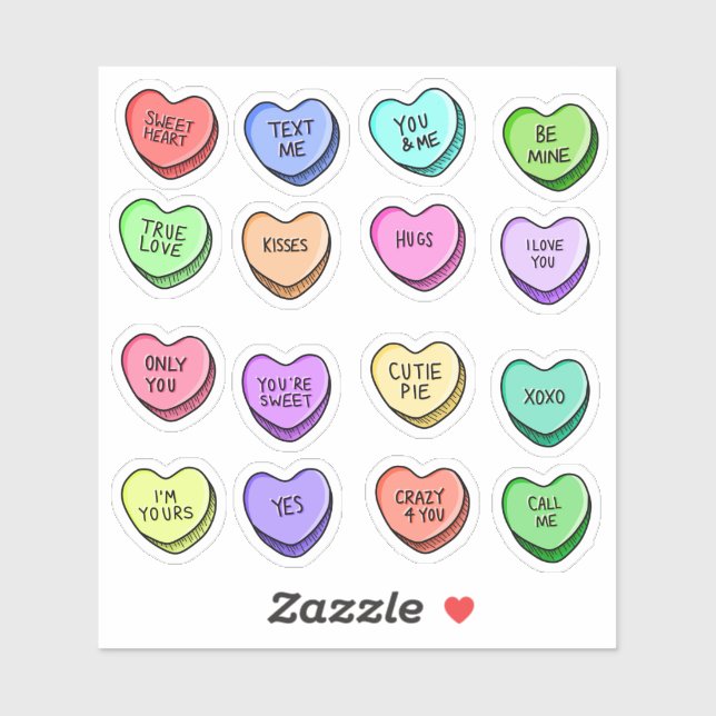 Candy Heart Vinyl Stickers (Sheet)