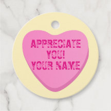 Candy Heart with Custom Text-Pink Heart on Yellow