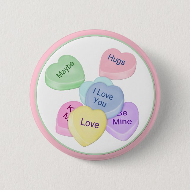 Candy Hearts and Text Button (Front)