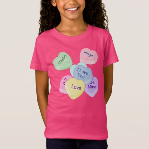 Candy Hearts and Text T_Shirt