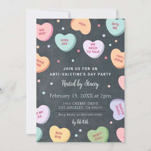 Candy Hearts Anti_Valentines Day Party Invitation