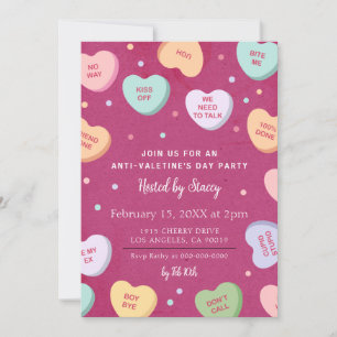 Candy Hearts Anti-Valentine's Day Party Invitation