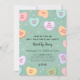 Candy Hearts Anti-Valentine's Day Party Invitation
