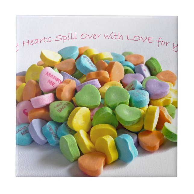 Candy Hearts Ceramic Tile (Front)