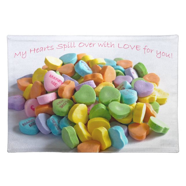 Candy Hearts Cloth Placemat (Front)