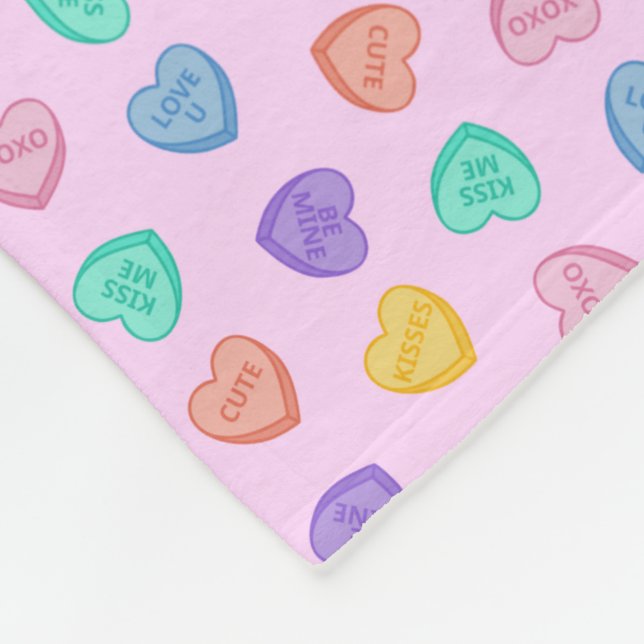 Candy Hearts Fleece Blanket (Corner)