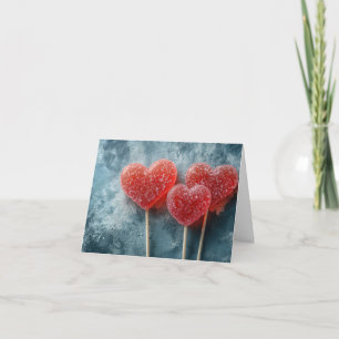 Candy Hearts Lollipop Valentine's Greeting Holiday Card