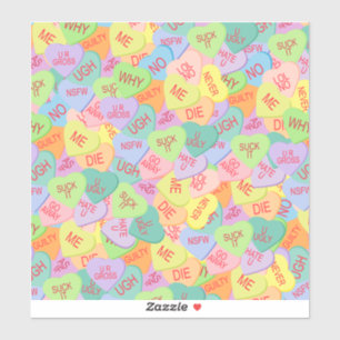 Candy Hearts Pattern SFW Custom-Cut Vinyl Stickers