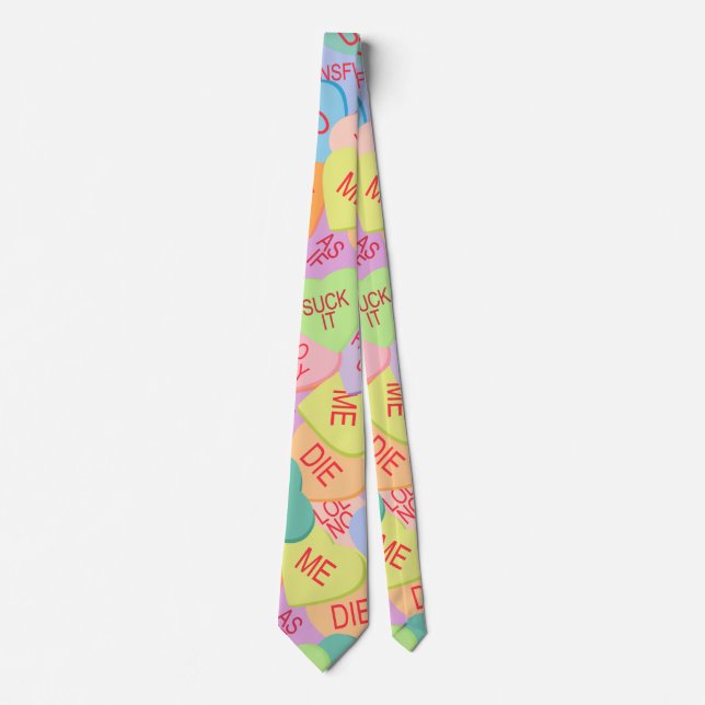 Candy Hearts Pattern - SFW Neck Tie (Front)
