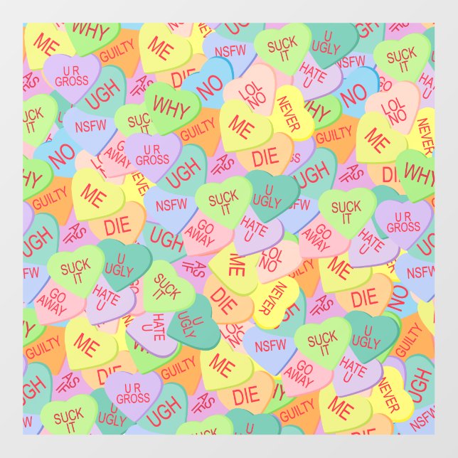 Candy Hearts Pattern - SFW Wall Decal (Front)