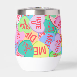 Candy Hearts Pattern V. 2.0 Thermal Wine Tumbler