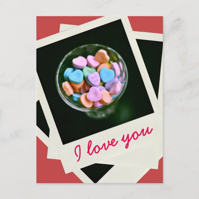 Candy Hearts, photograph, Valentine, Love Postcard (Front)