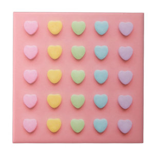 Candy Hearts Portrait Ceramic Tile