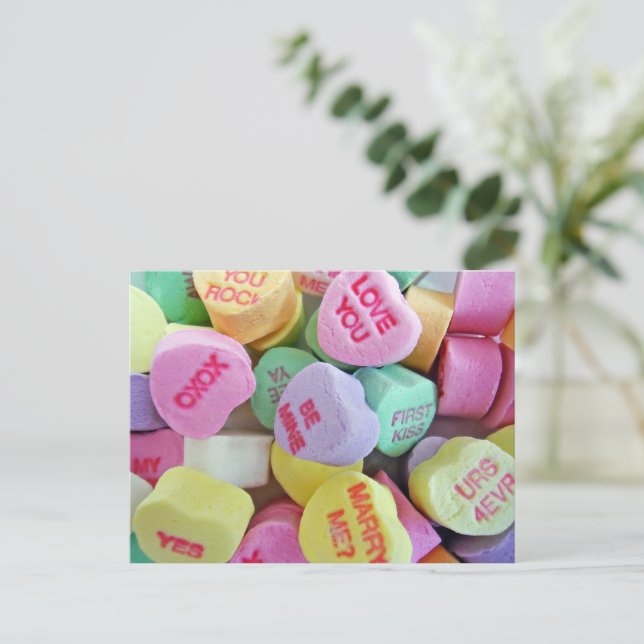 Candy Hearts Postcard (Standing Front)
