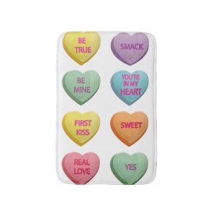 Candy Hearts Sweet Valentine Love Messages Bath Mat