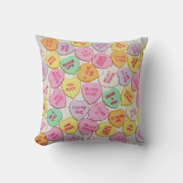 Candy Hearts Throw Pillow (Front)