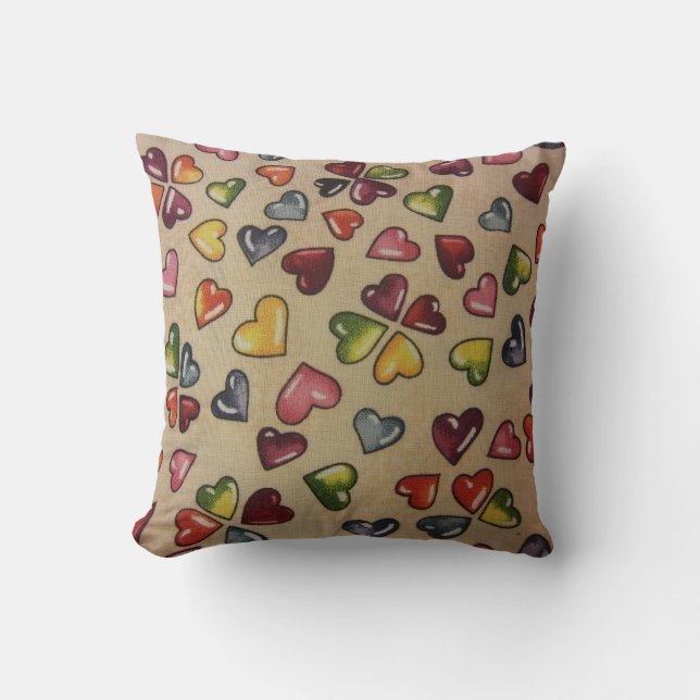 Candy Hearts Throw Pillow (Front)