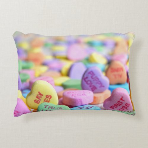 Candy Hearts Valentine Accent Pillow