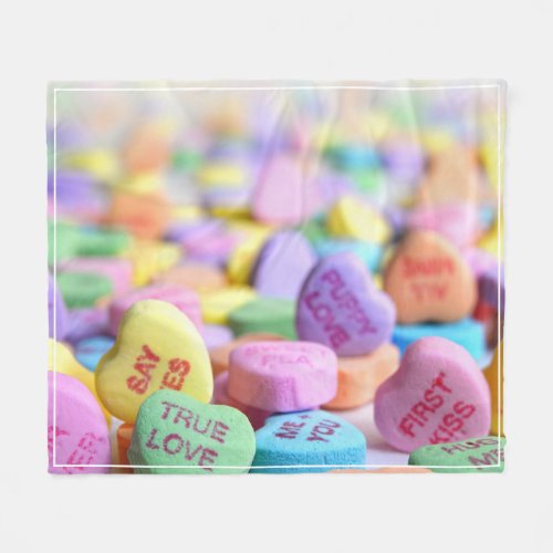 Candy Hearts Valentine Fleece Blanket