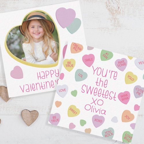 Candy Hearts Valentines Classroom Photo Card