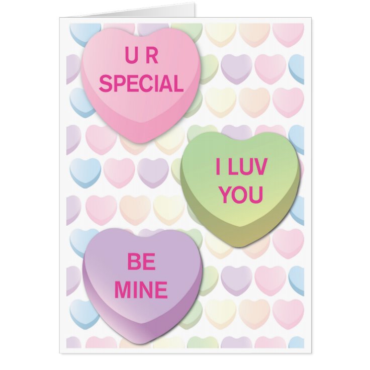 Candy Hearts Valentine's Day Card Zazzle