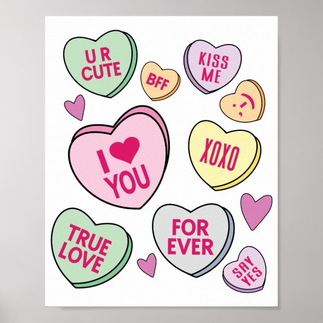 Candy Hearts Valentines Day Conversation Hearts Poster (Front)