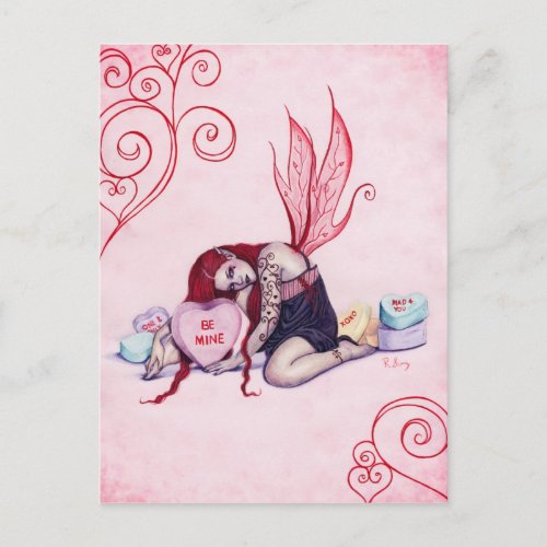 Candy Hearts Valentines Day Fairy Postcard